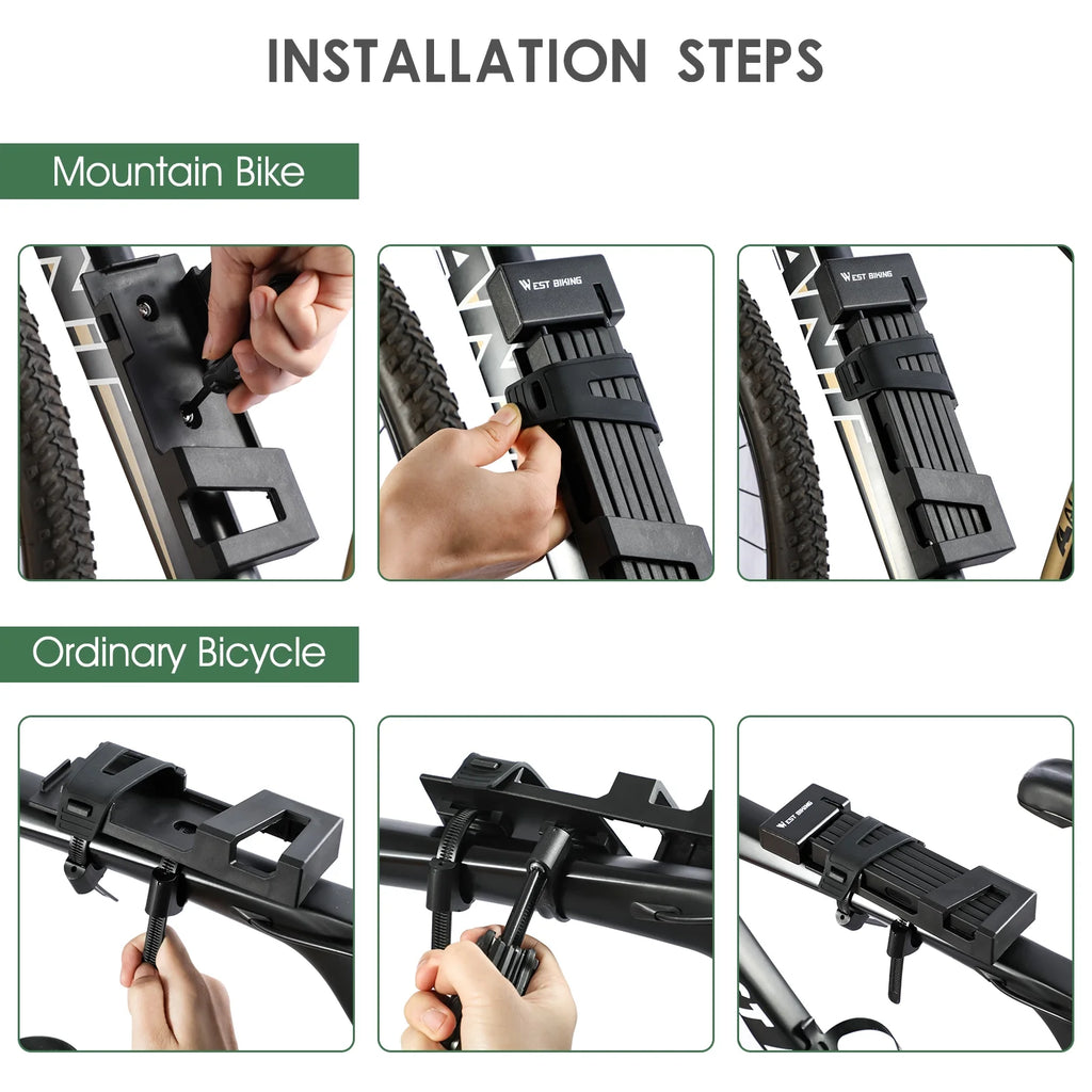 39in Foldable Steel Anti-Theft Bicycle Lock with 2 Keys M382409