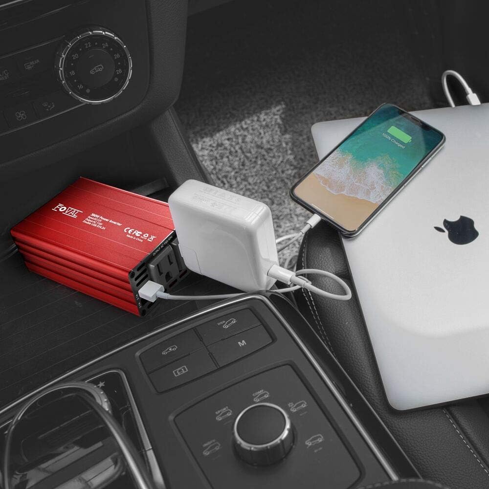 300W DC 12V to 110V AC Power Inverter with Dual USB Car Charger Pack of 2 D4310