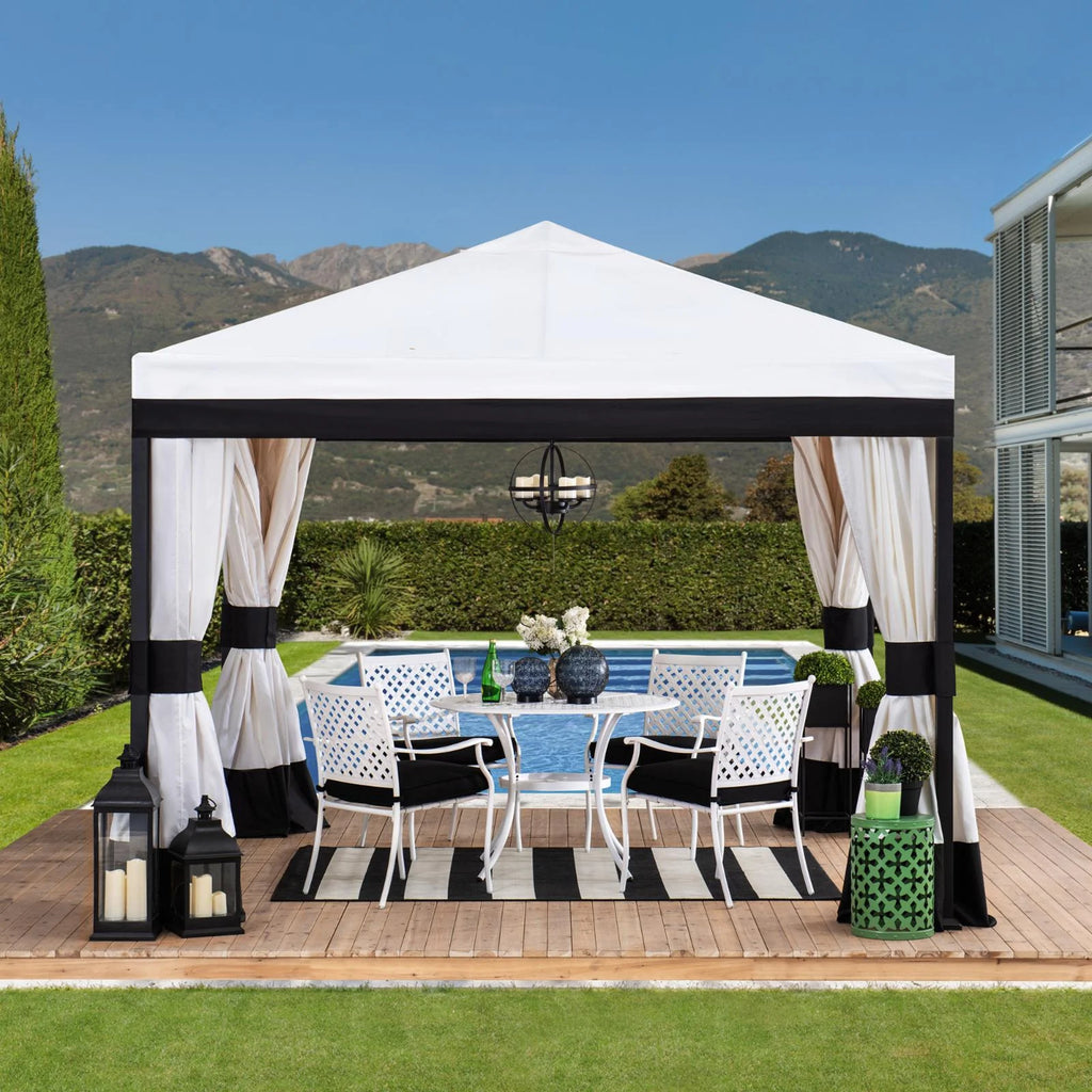Black and White Steel Gazebo W260