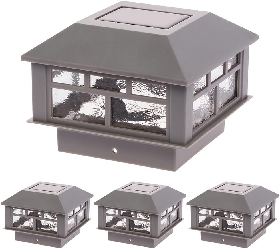 4 Pack Black Solar Post Cap Lights for Wood Vinyl Post Caps N888