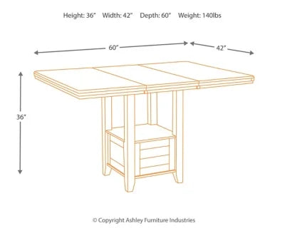 Counter Height Dining Extension Table Dark Brown F70281