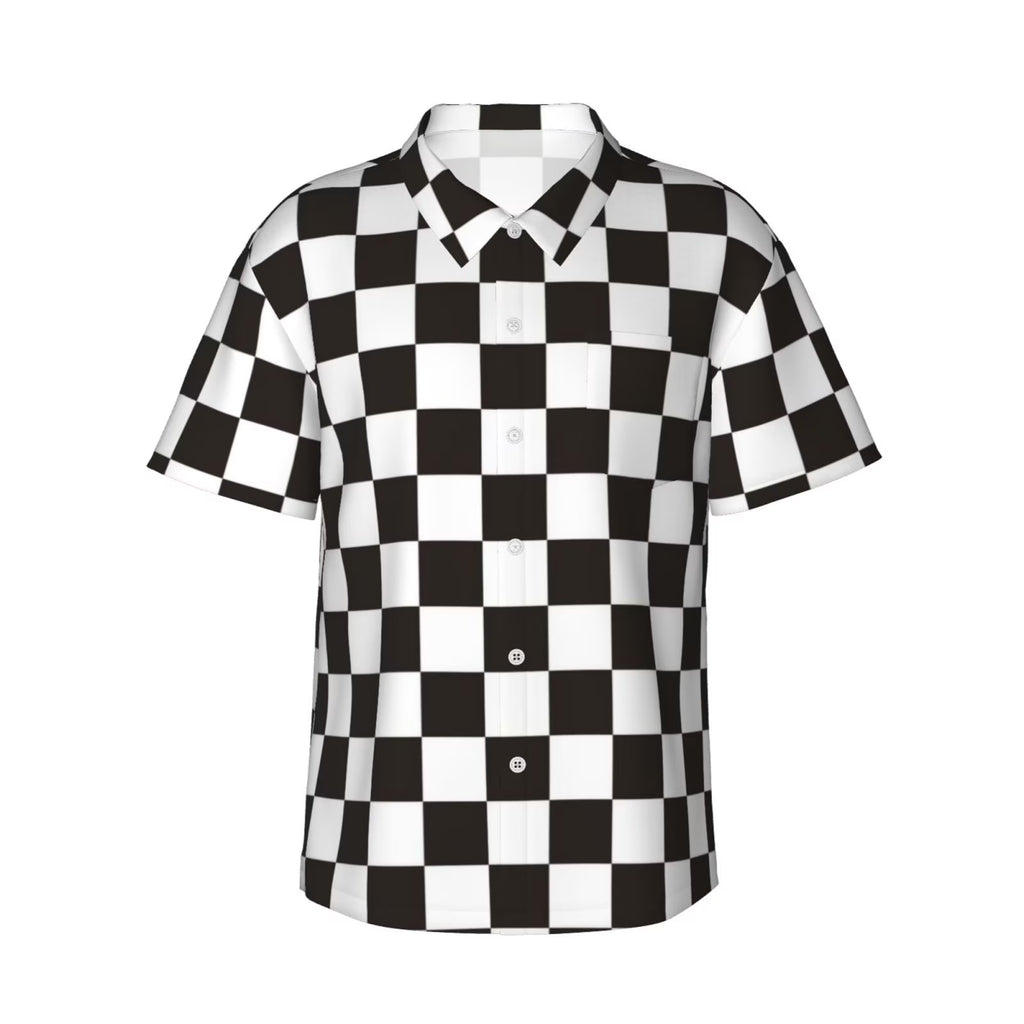 Black and White Checkerboard Hawaiian Shirts F34513