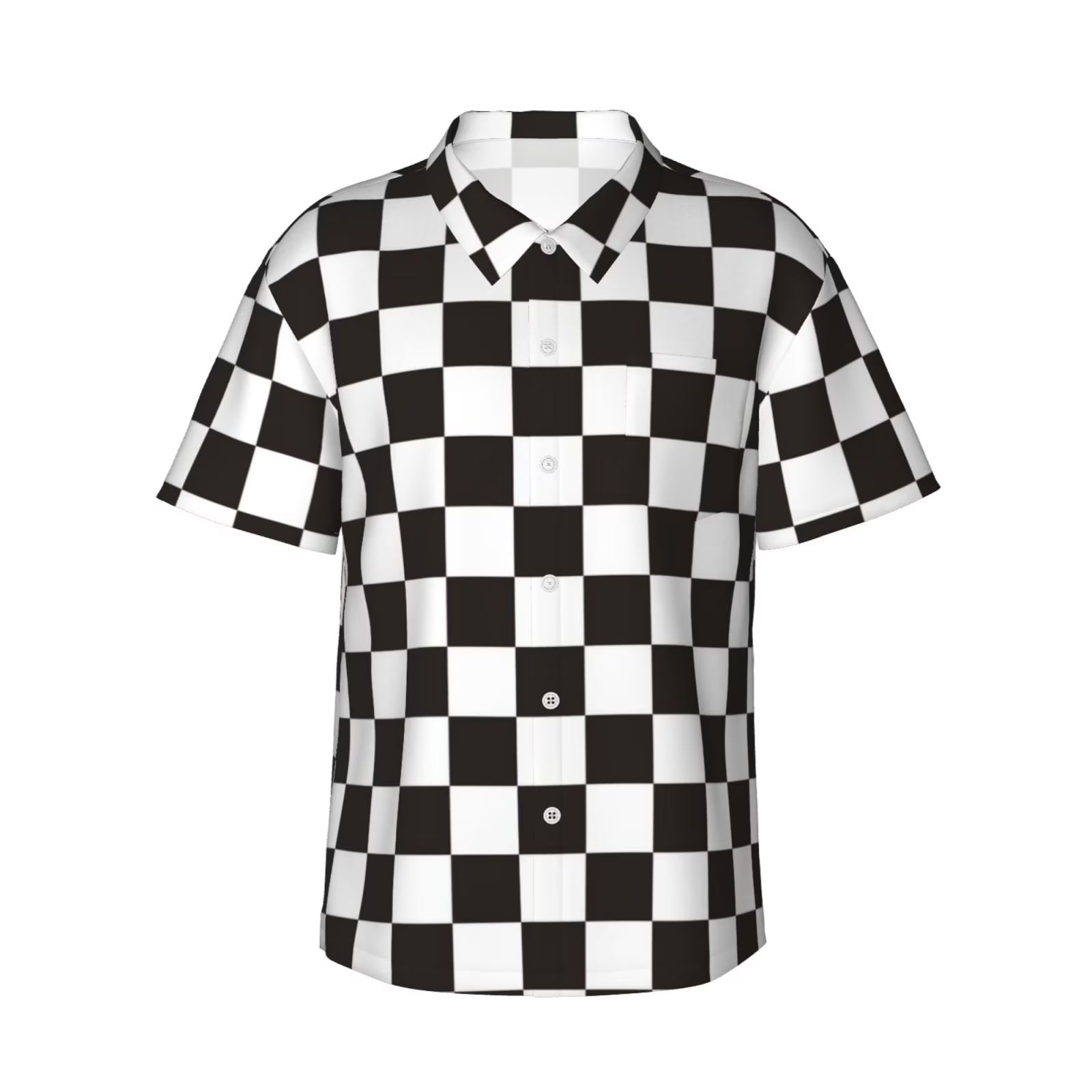 Black and White Checkerboard Hawaiian Shirts F34513