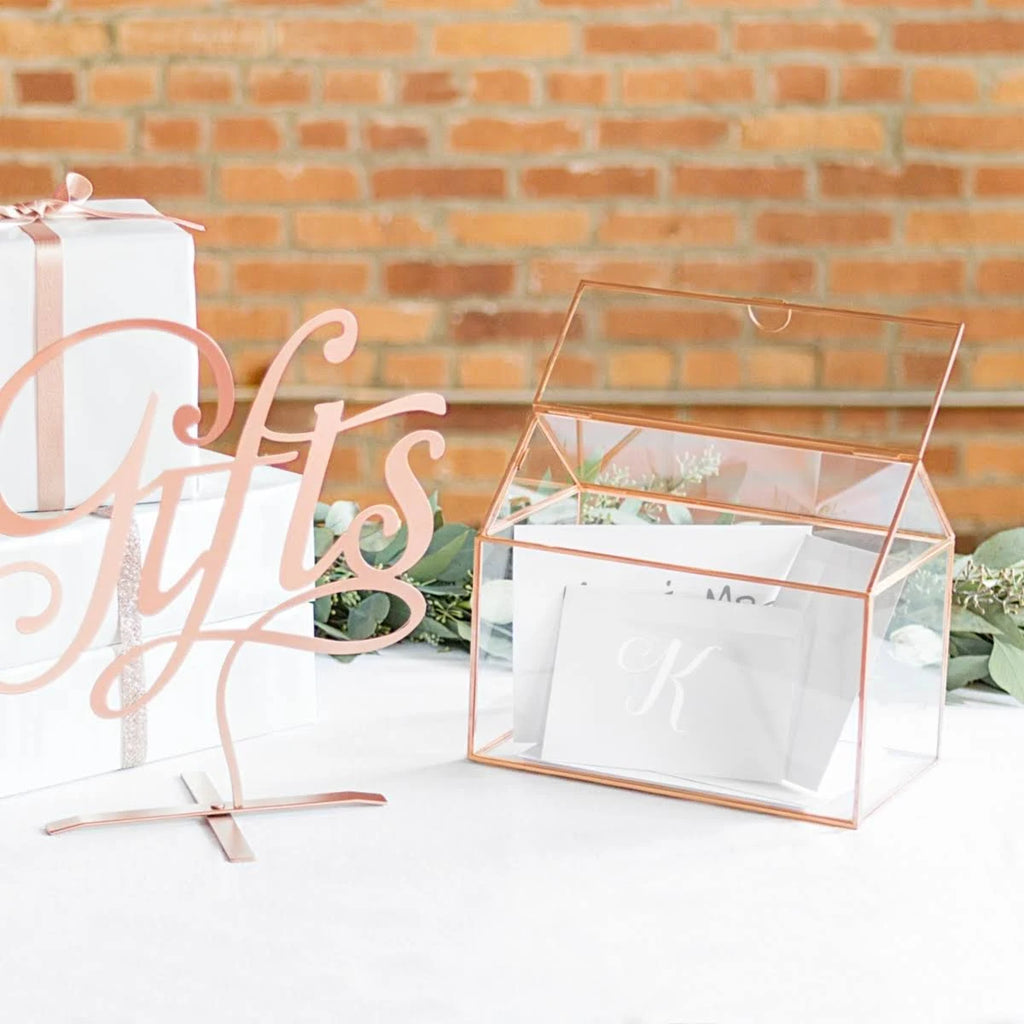 Rose Gold Glass Terrarium Card Holder B333