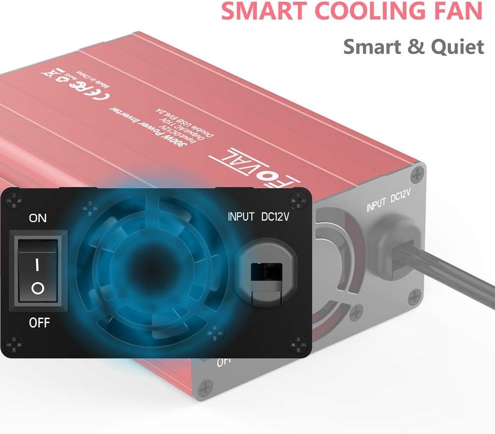 300W DC 12V to 110V AC Power Inverter with Dual USB Car Charger Pack of 2 D4310