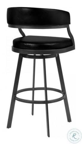 30x22 Bar Height Barstool in Mineral Finish and Vintage Black Faux Leather Y88455