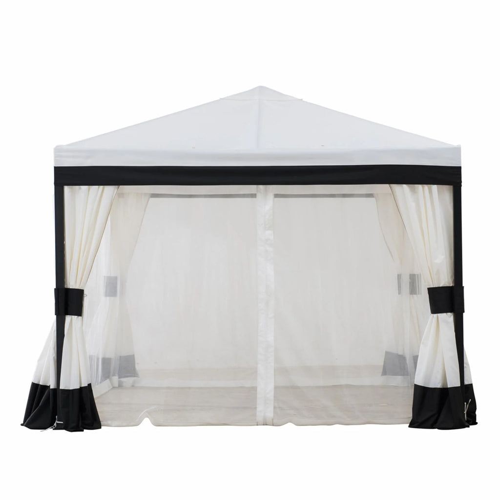 Black and White Steel Gazebo W260