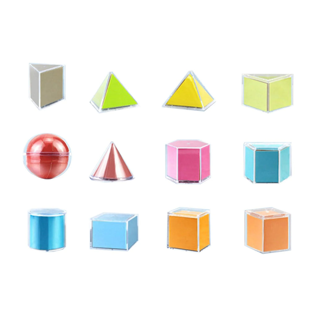 12 Pieces 3D Geometric Shapes Blocks Educational Toy W360