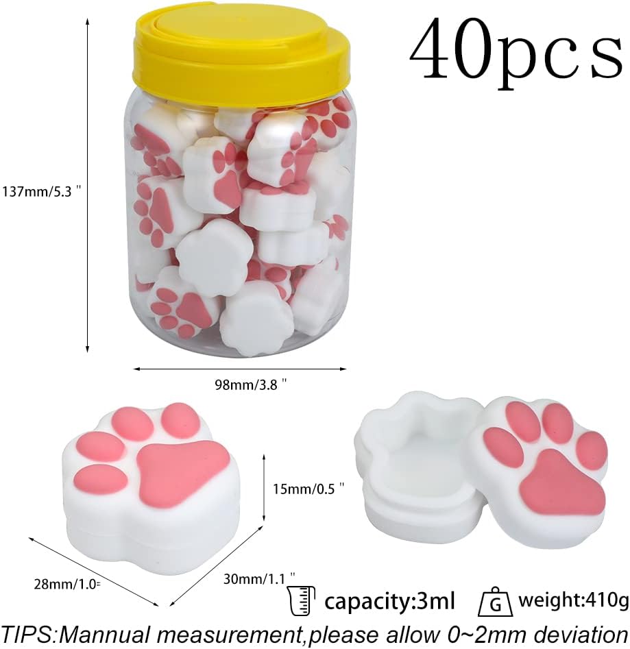 3ml Silicone Container For Wax Non-Stick Food Grade Cat Paw Small Silicone Jars Storage Containers (6) Pack of 2 K852