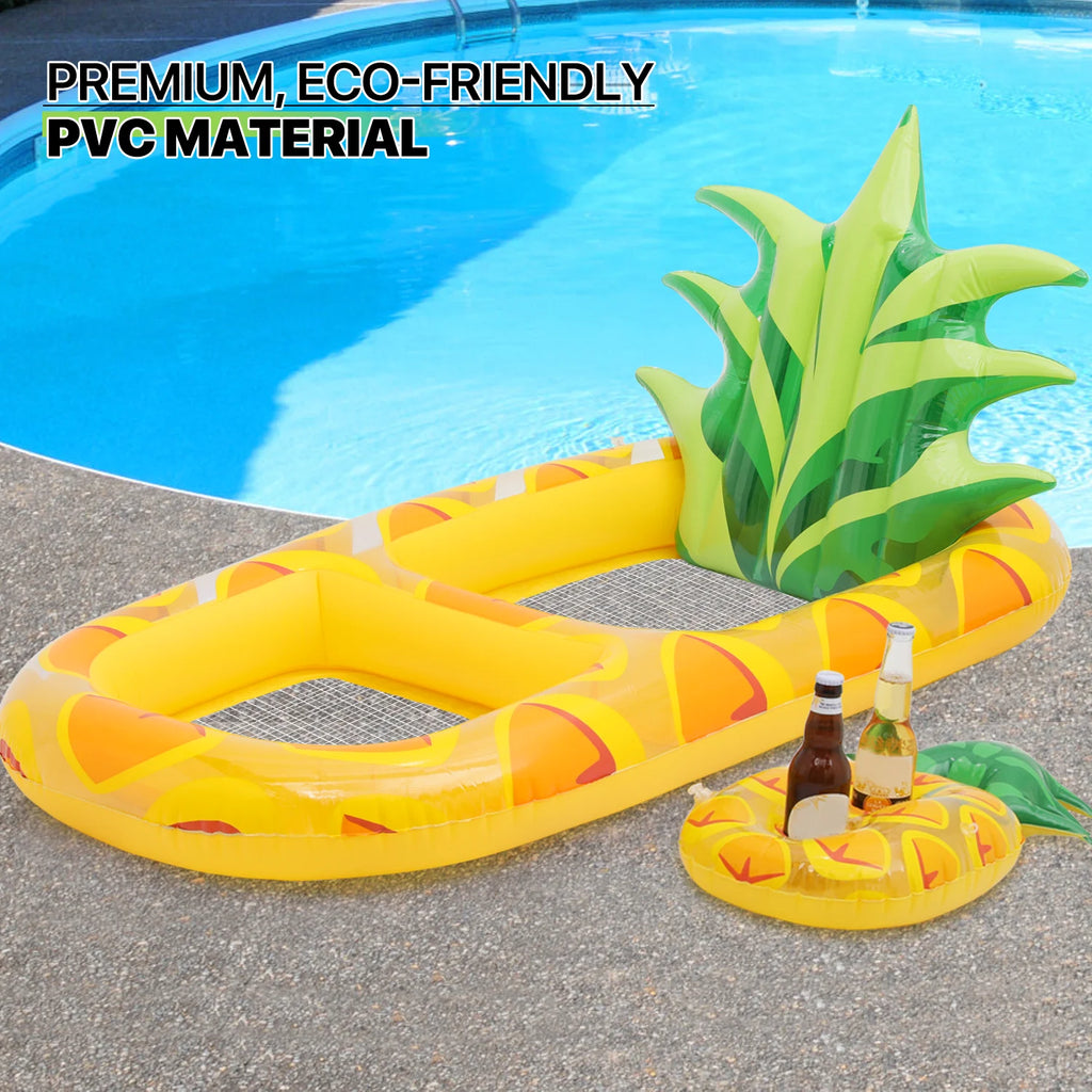 3-in-1 Pineapple Inflatable Pool Floats with Drink Holder, Yellow R104