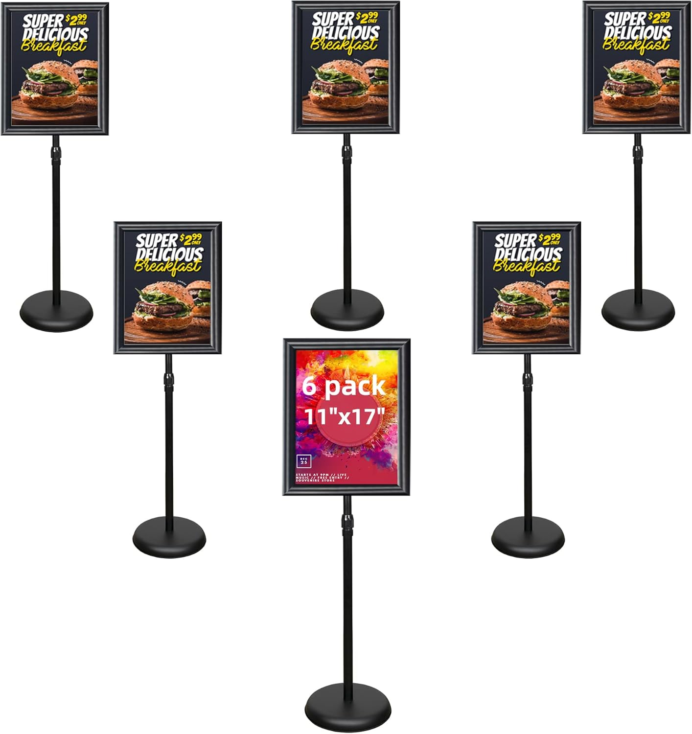 Black Aluminum Snap Open Frame Poster Sign Stand 11x17 Inch K5906