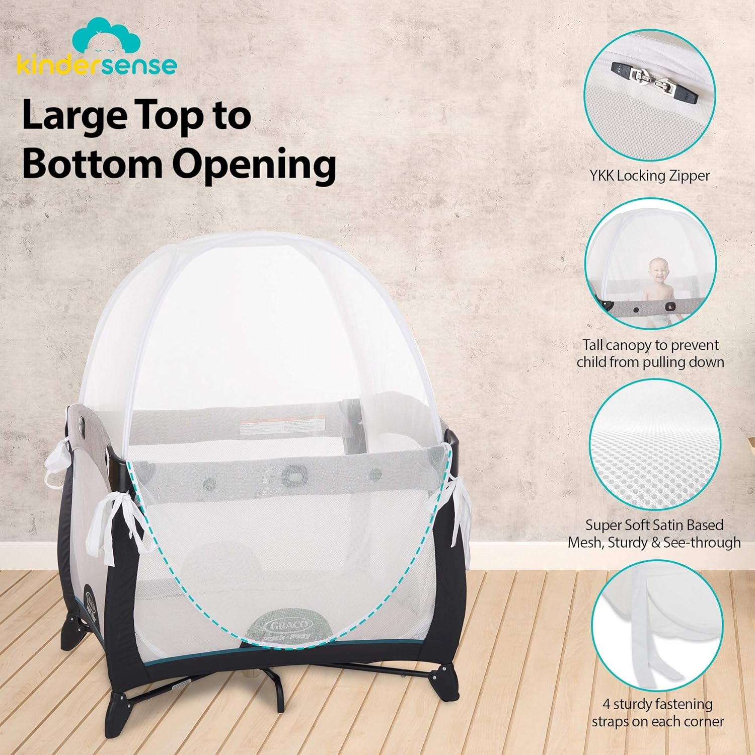 Baby Safety Crib Tent for Playpens Pack N Plays & Mini Cribs D107925
