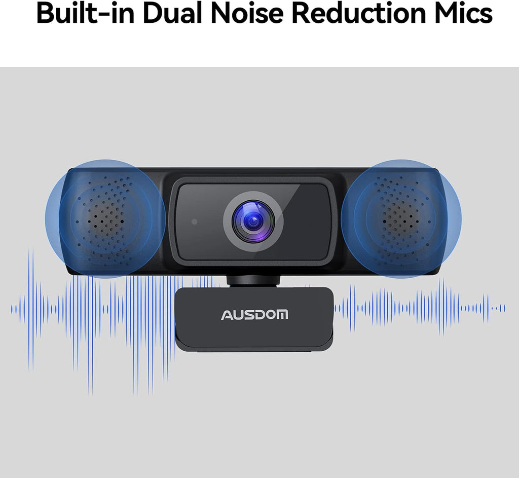 1080P Webcam with Privacy Cover, Dual Noise Reduction Microphones, 90° Wide-Angle View M401