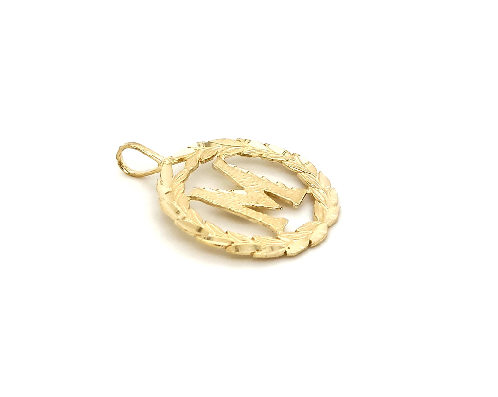 14K Yellow Gold Initial 'M' Pendant Necklace with 20" Chain W850111