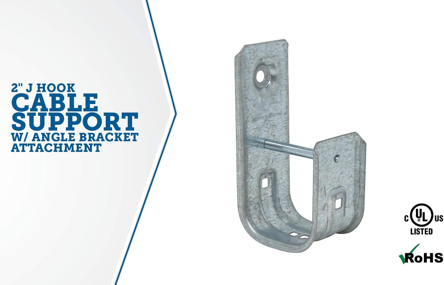 25 Pack Zinc Plated Steel Ceiling Mount J-Hook with Removable Angle Bracket Attachment C18850