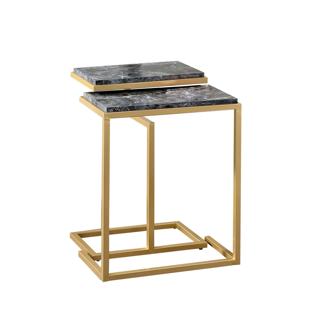 Gold/Black Faux Marble Top Nesting Tables L910556