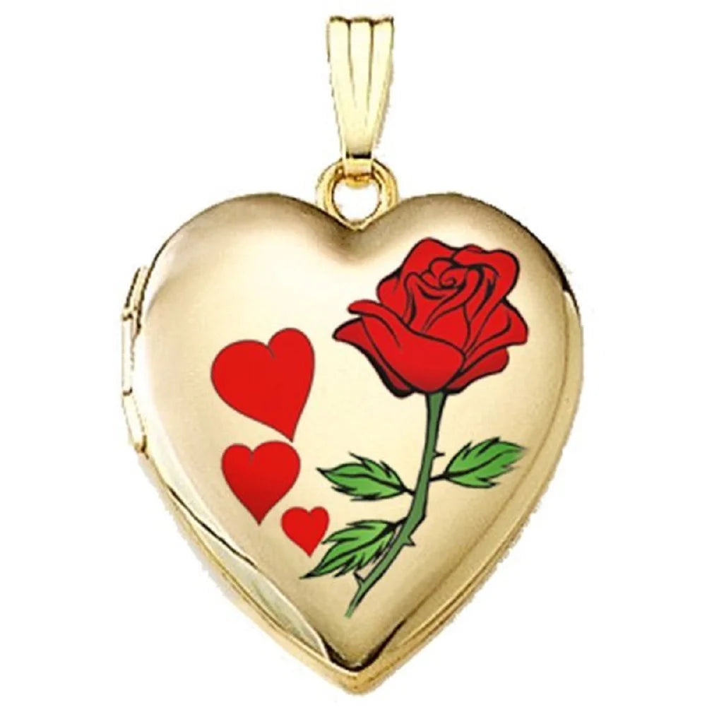 Solid 14K Yellow Gold Sweetheart Locket Necklace Pendants N112