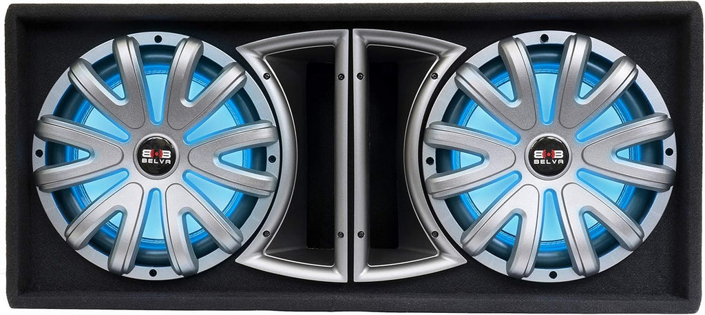 Dual 12-inch 1500W Loaded Ported Car Subwoofer with Multi-Color LED and Remote B232560