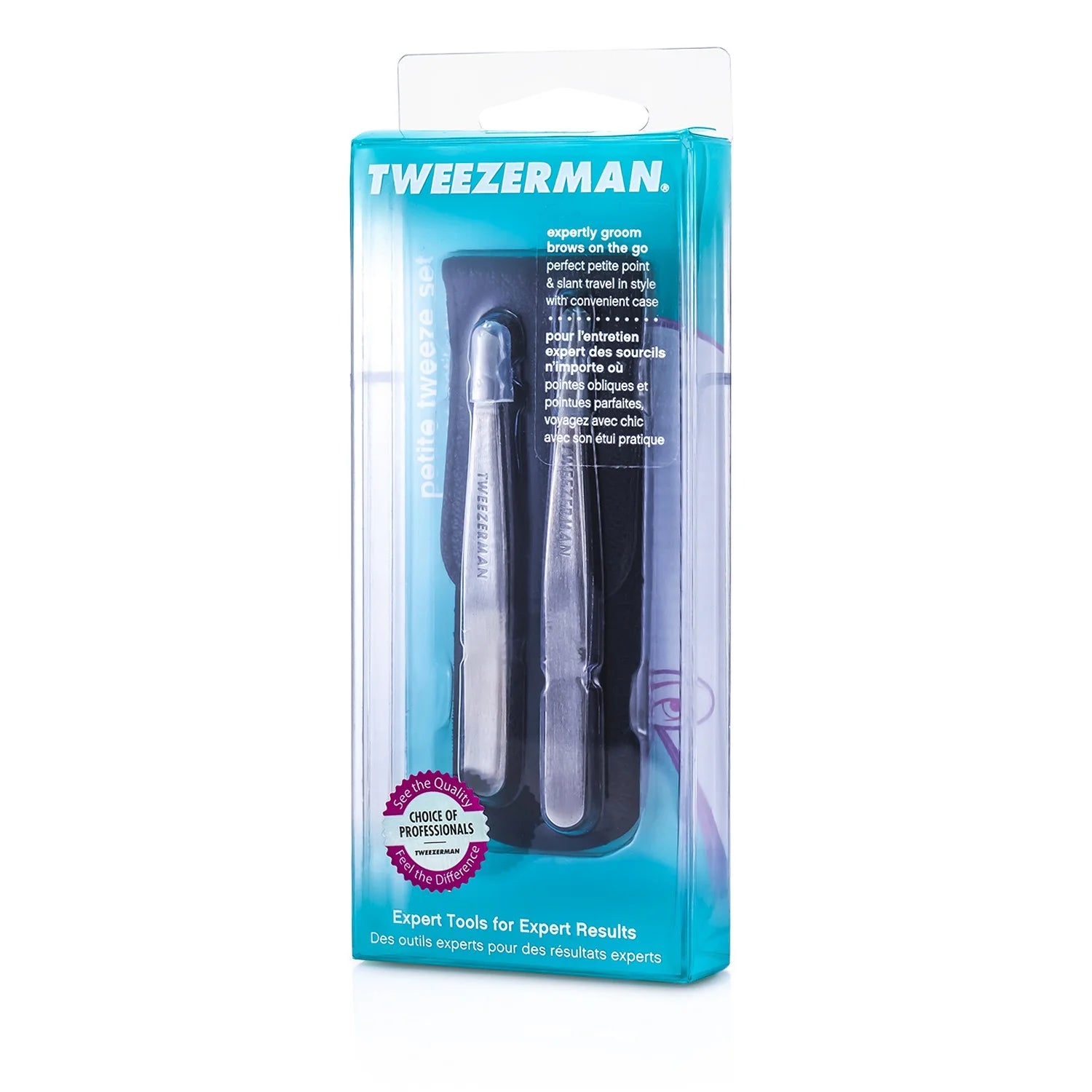 Slant Tweezer + Point Tweezer Set with Leather Case B76657