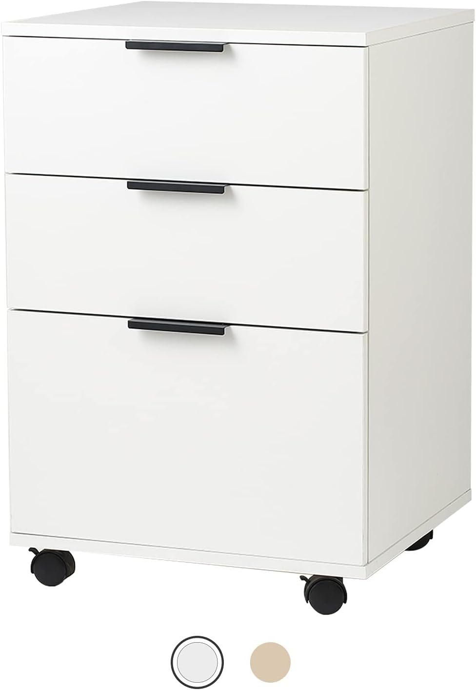 White 3 Drawer Rolling Wood File Cabinet G236507
