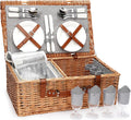 Large Willow Wicker Picnic Basket Set with Insulated Compartment X735