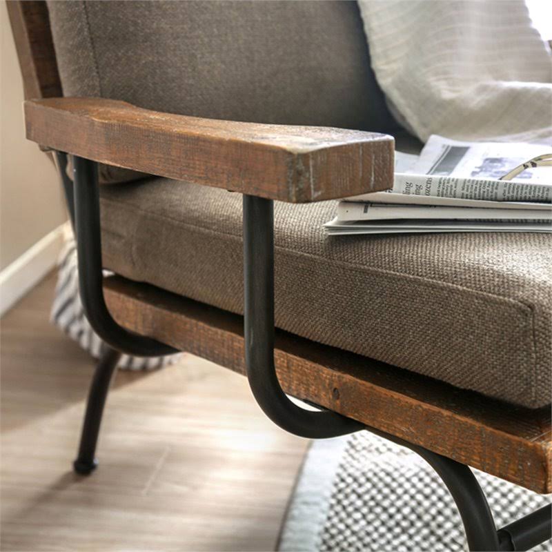 Rustic Metal Legs Accent Chair S14657