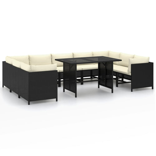 10 Piece Poly Rattan Outdoor Sectional Sofa Set with Cushions S64432