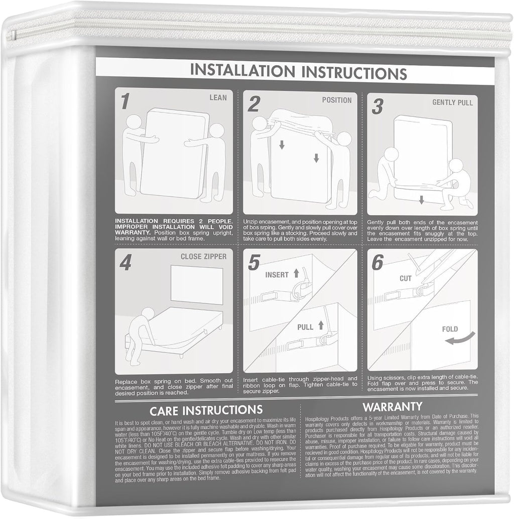 Queen Zippered Hypoallergenic Box Spring Encasement H797