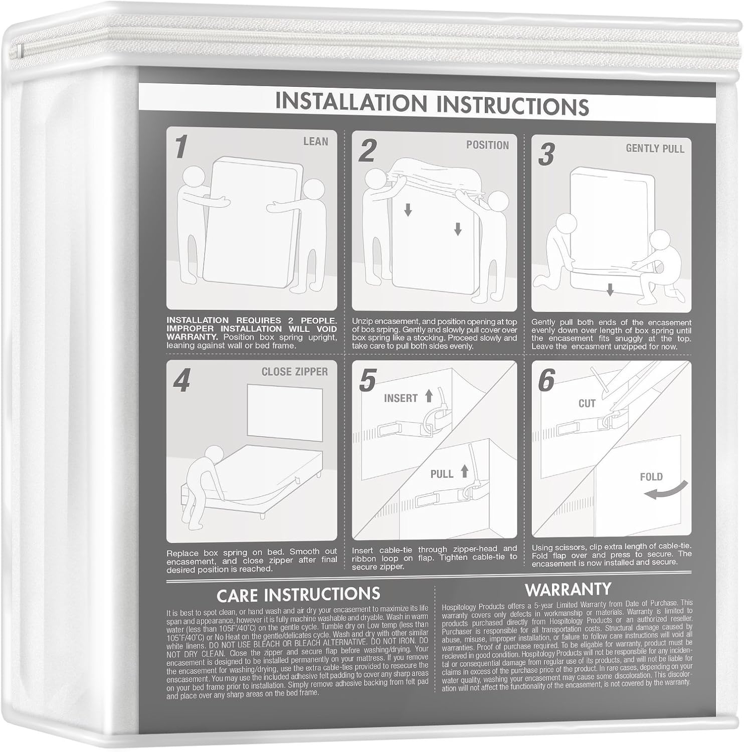 Queen Zippered Hypoallergenic Box Spring Encasement H797