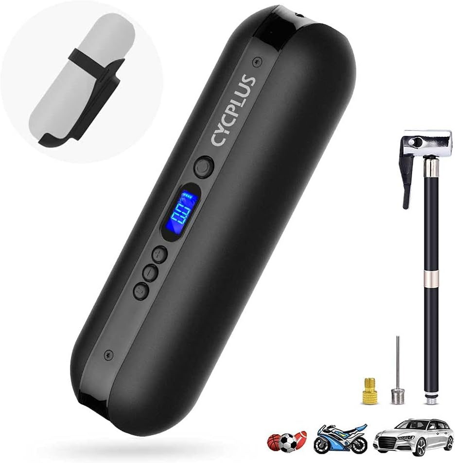 Portable Air Compressor Mini Inflator Electric Pump Rechargeable Li-Ion Battery 150PSI Power Bank Digital LCD LED Emergency Light Pack of 2 O8486