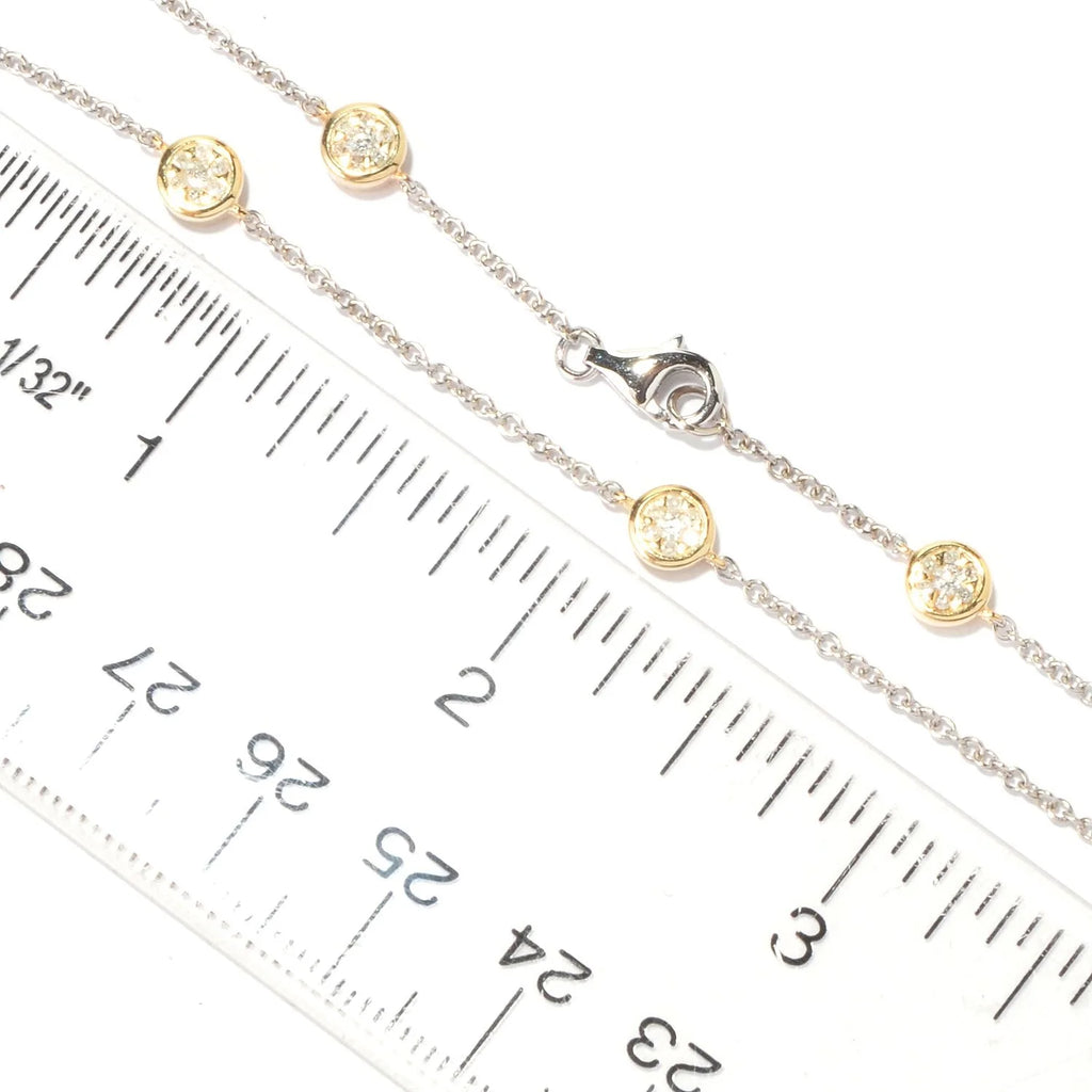 Yellow Gold Over Silver Diamond Chain Necklace 24.00"L H309