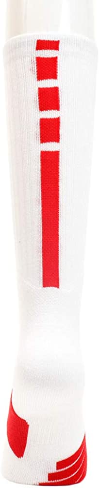 White University Red Basketball Crew Socks O518