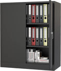 Black Steel Lockable Garage Storage Cabinet with Doors and Shelves L31914