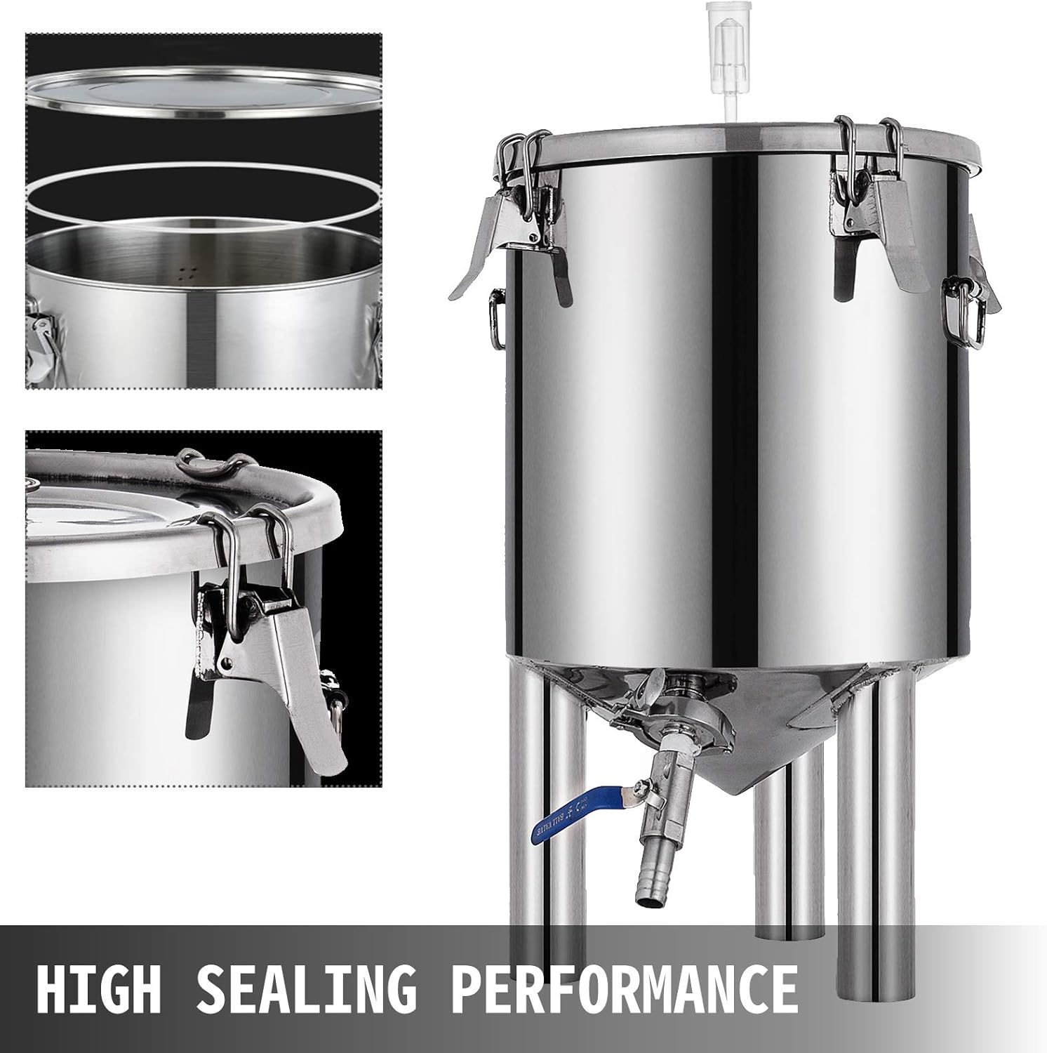 7 Gallon Stainless Steel Brew Bucket Fermenter with Conical Base T603