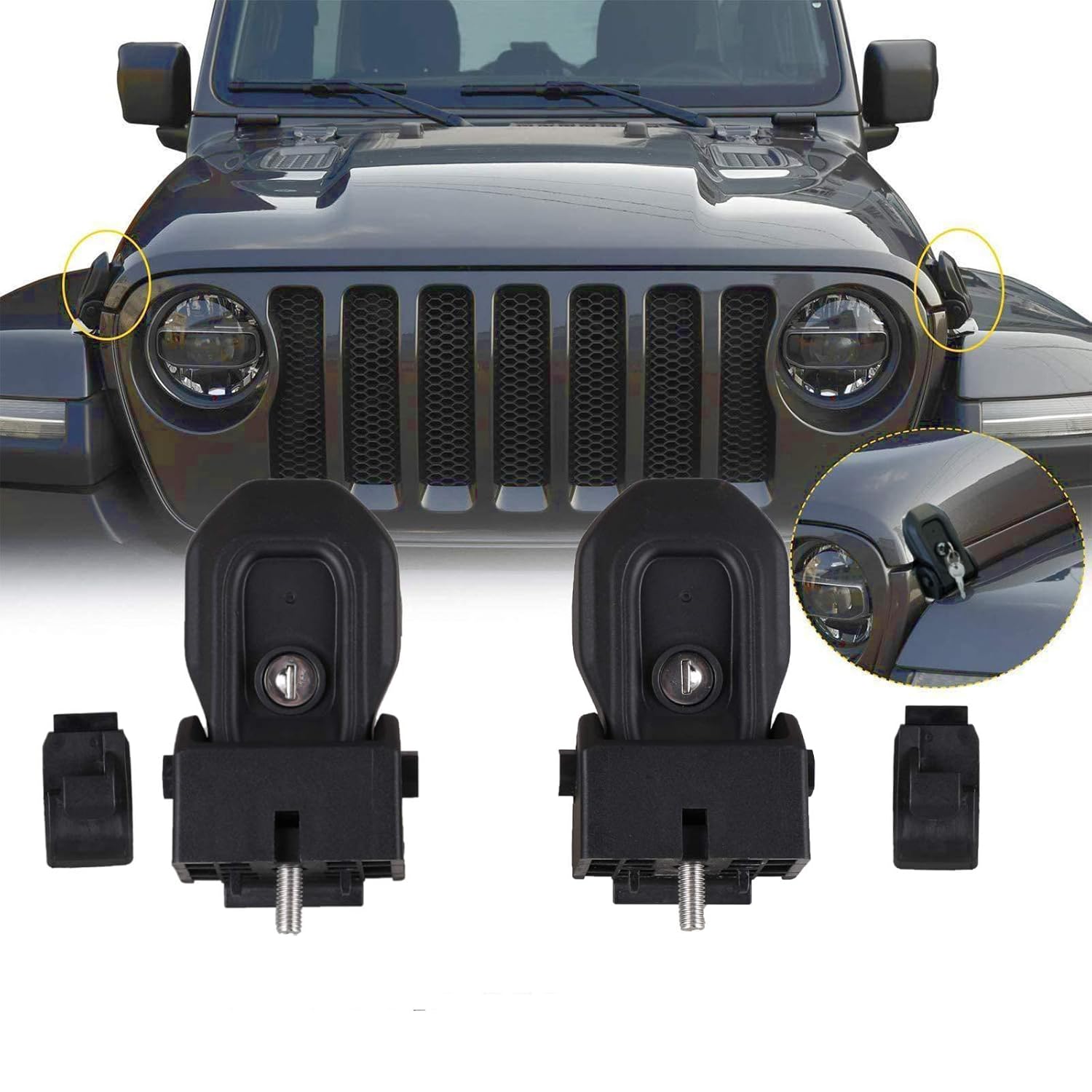 Hood Latches for Jeep Wrangler JL Gladiator JT Anti-Theft Lock 2pcs V334