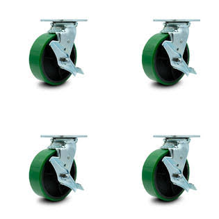6x22 x 2x22 Polyurethane Swivel Caster Set with Brakes I1084