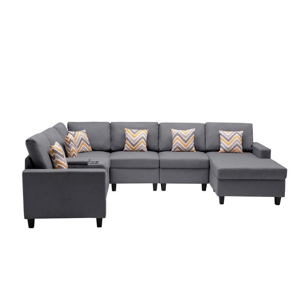 Gray Fabric Reversible Sectional F6546
