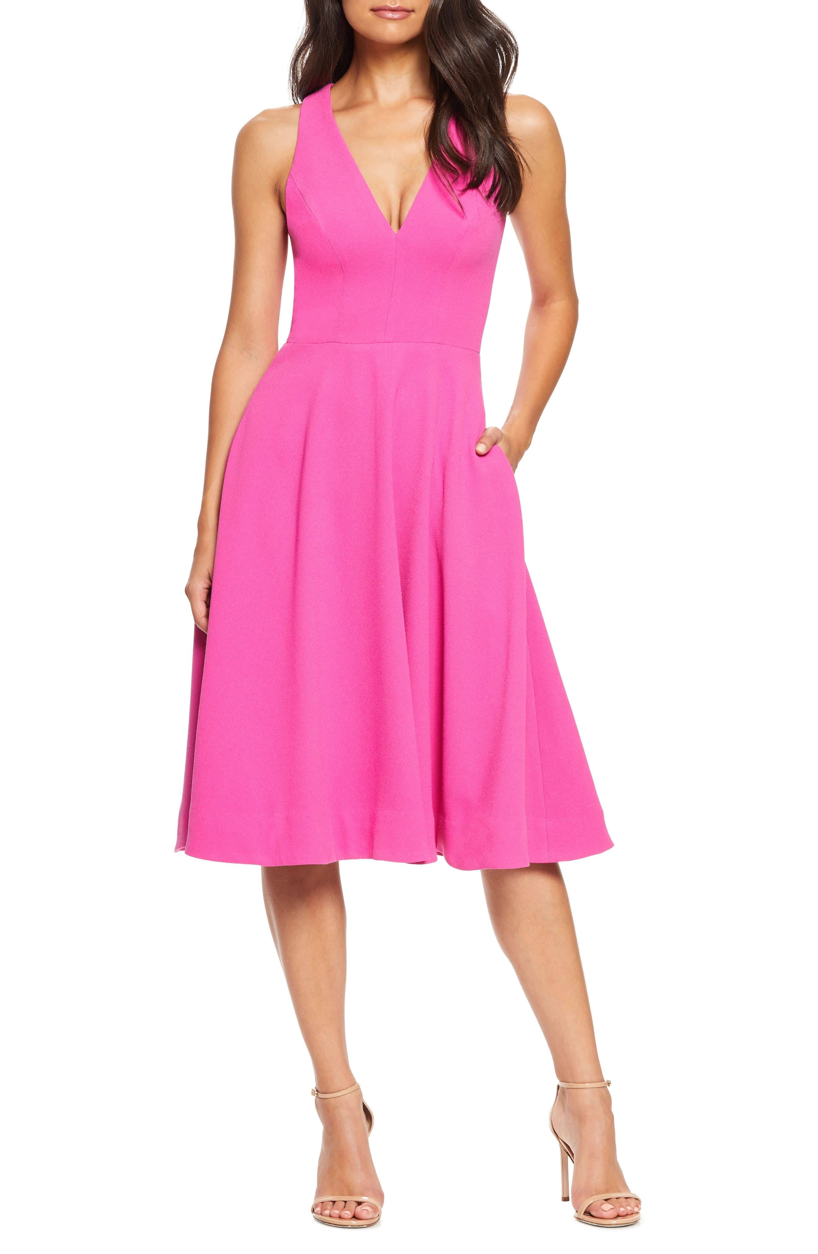 Bright Fuchsia Pink Dress Q22666