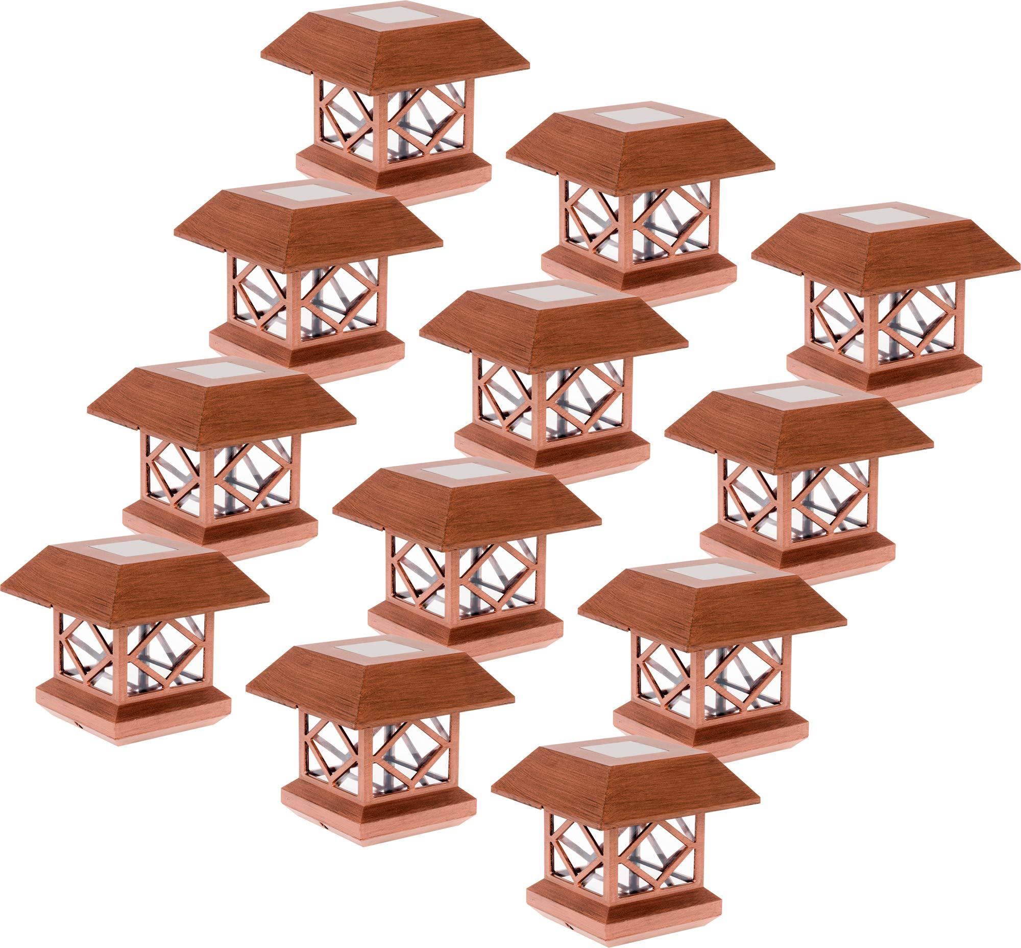 12 Pack Brushed Copper Solar Post Cap Light for 4x4 Wood Posts E865452