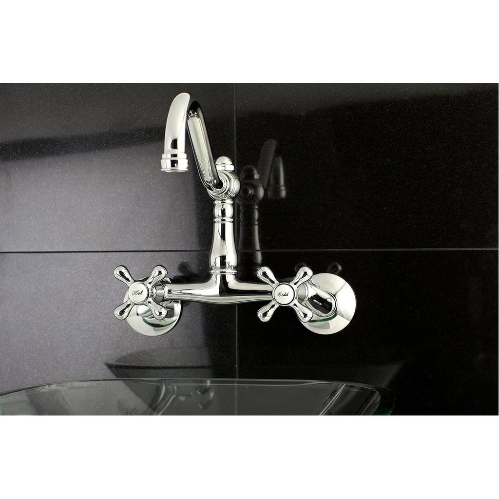 Vintage Adjustable Center Wall Mount Kitchen Faucet, Matte Black W24000
