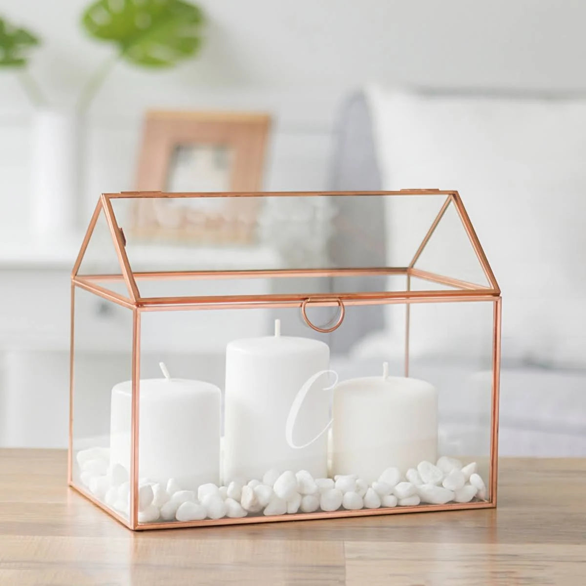 Rose Gold Glass Terrarium Card Holder B333