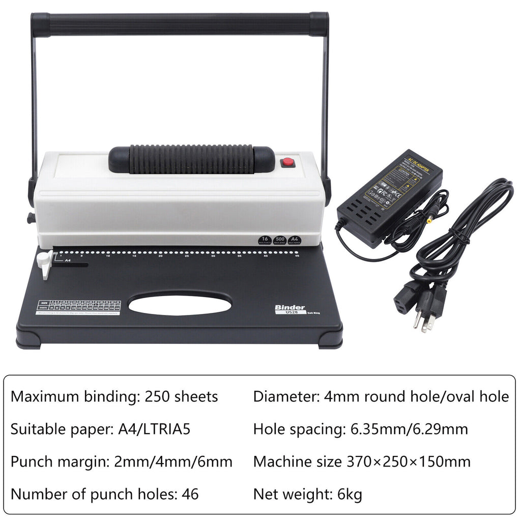 64 Holes Manual Coil Punch & Binding Machine with Electric Coil Inserter 110V W562