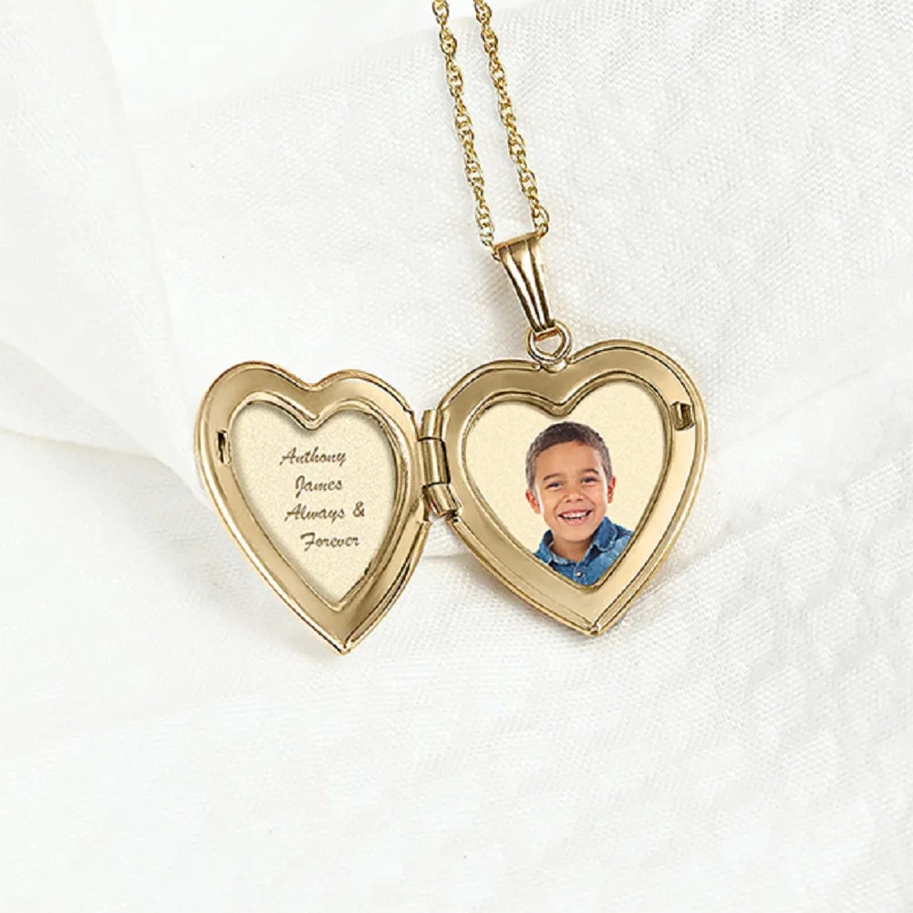 Solid 14K Yellow Gold Sweetheart Locket Necklace Pendants N112