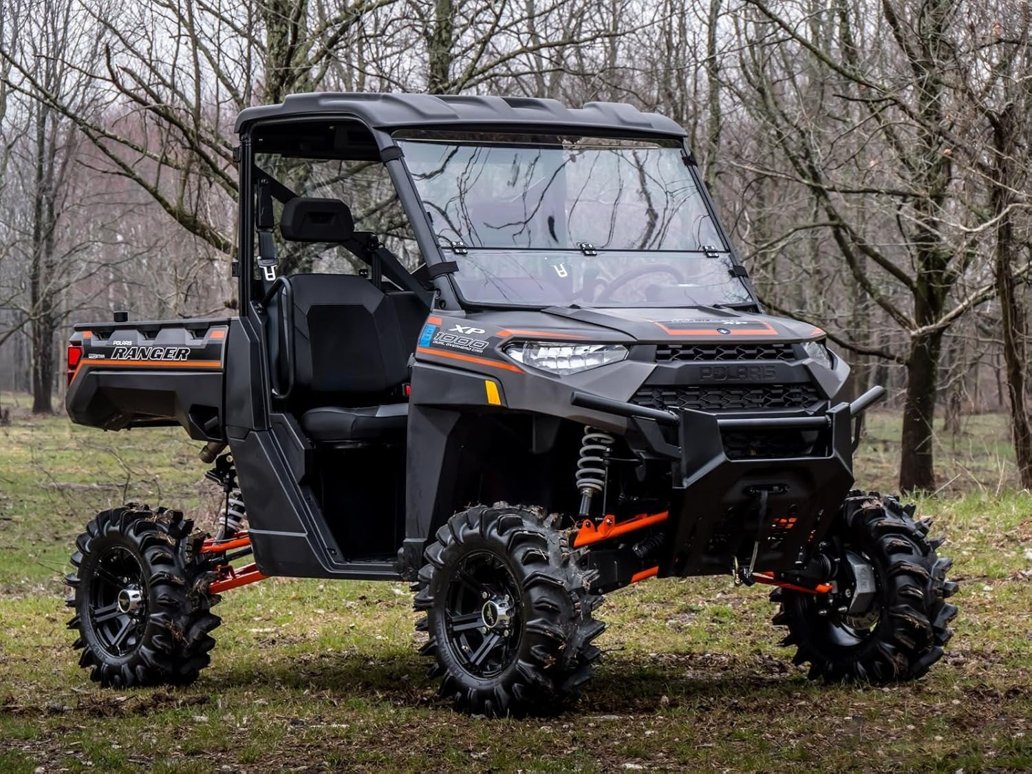 Scratch Resistant Flip / Fold Down 2-in-1 Windshield for Polaris Ranger XP 1000, 1/4 Thick Polycarbonate V79671