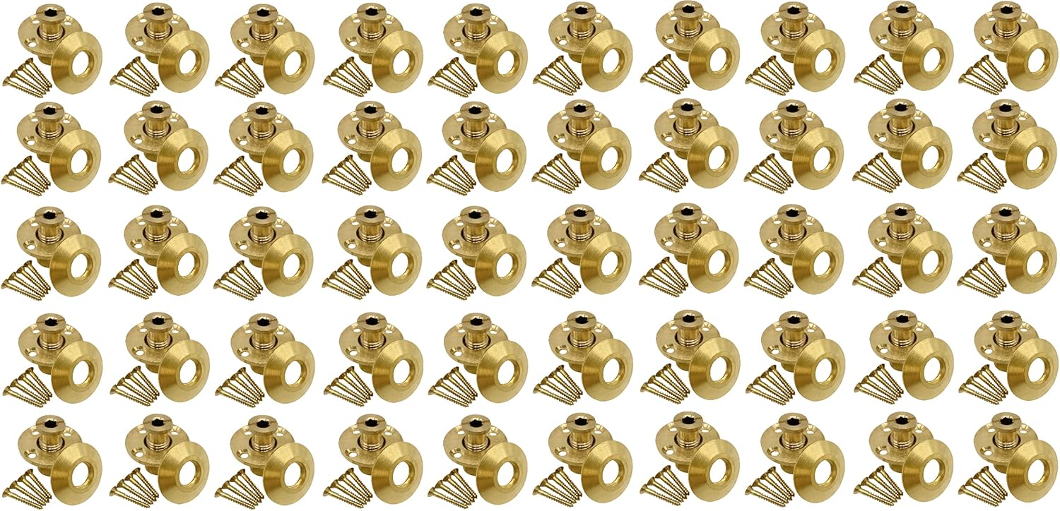 Brass Pool Safety Cover Anchor with Collar for Wood Decks - 25 Pack Z87432