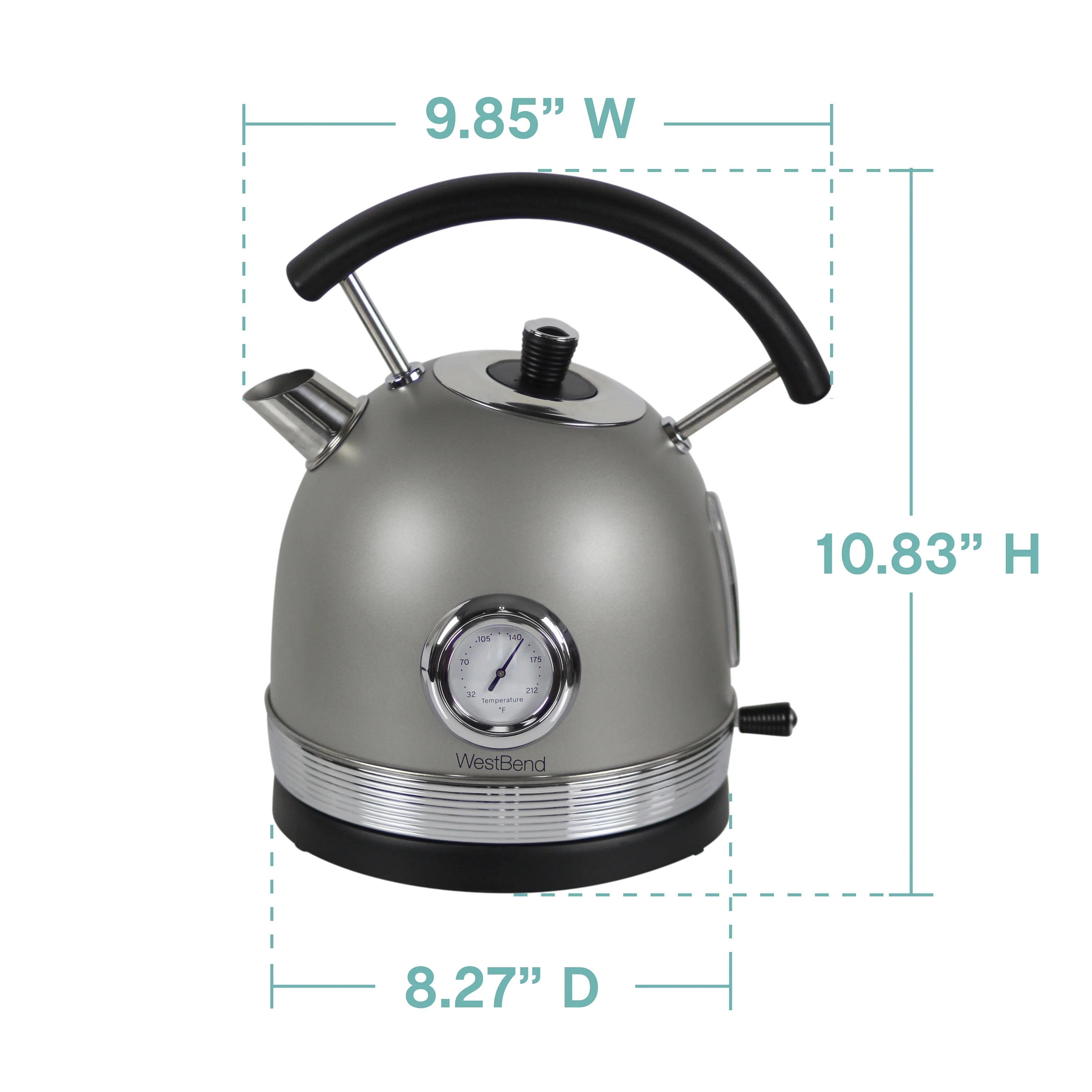 Retro-Style Electric Kettle, 1.7 Liter, 1500W, Gray F55938