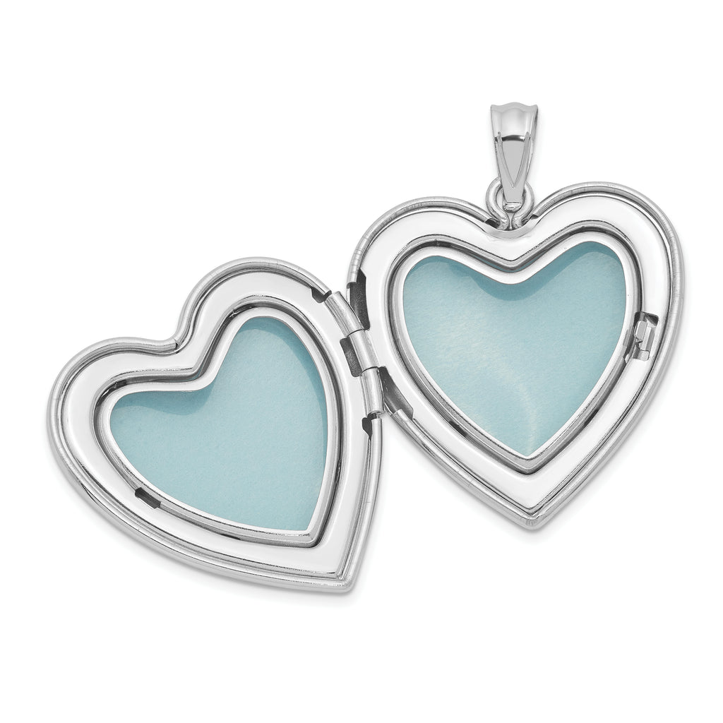 Sterling Silver Rhodium-plated Dove Cross Heart Locket T41005