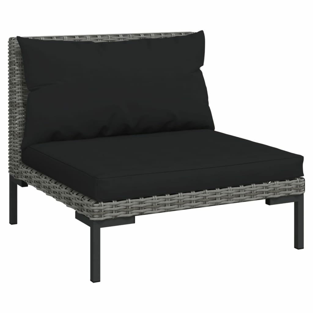 3 Piece Poly Rattan Dark Gray Sectional Sofa Set S6844
