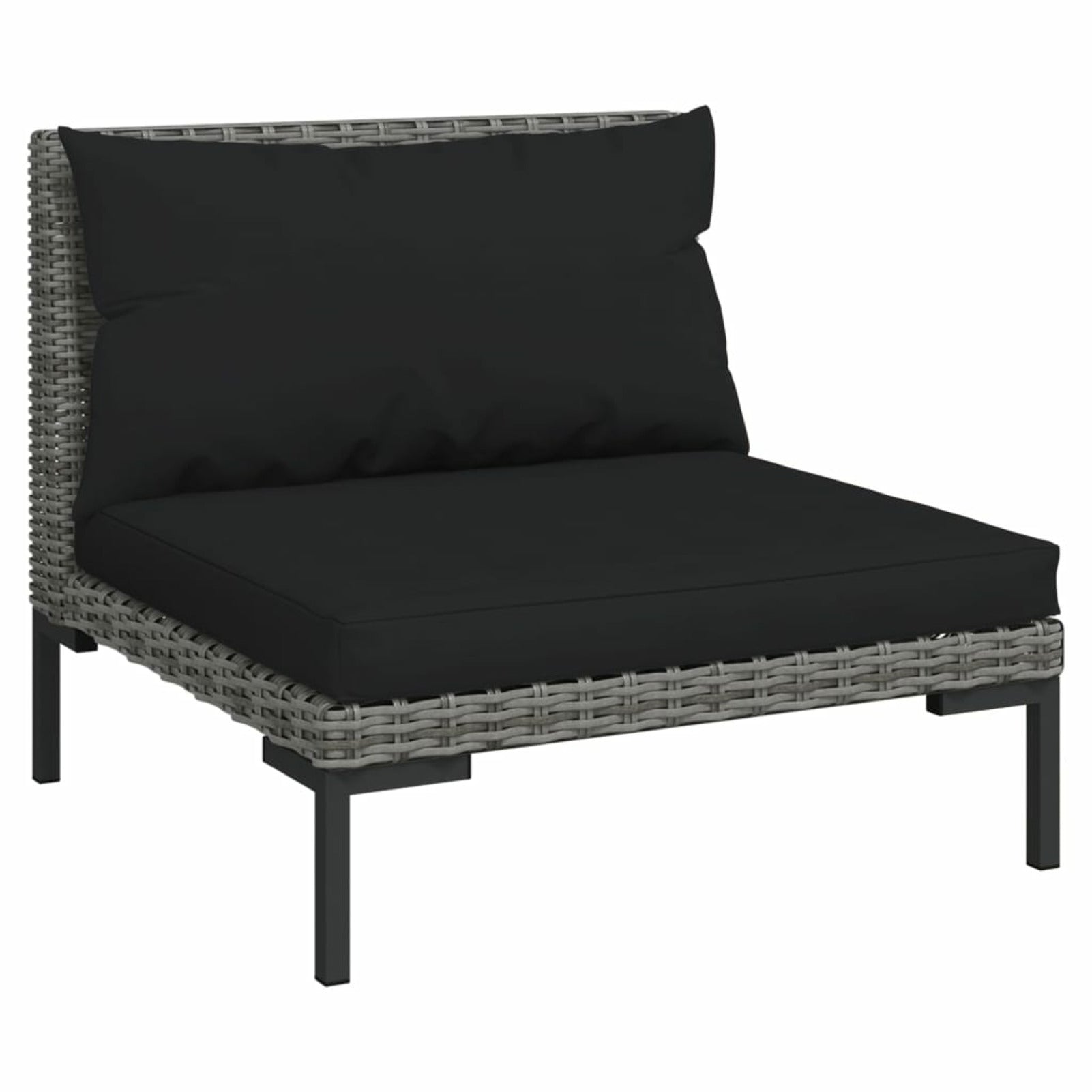 3 Piece Poly Rattan Dark Gray Sectional Sofa Set S6844