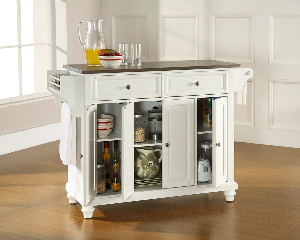 White/Silver Wood Kitchen Island O37859
